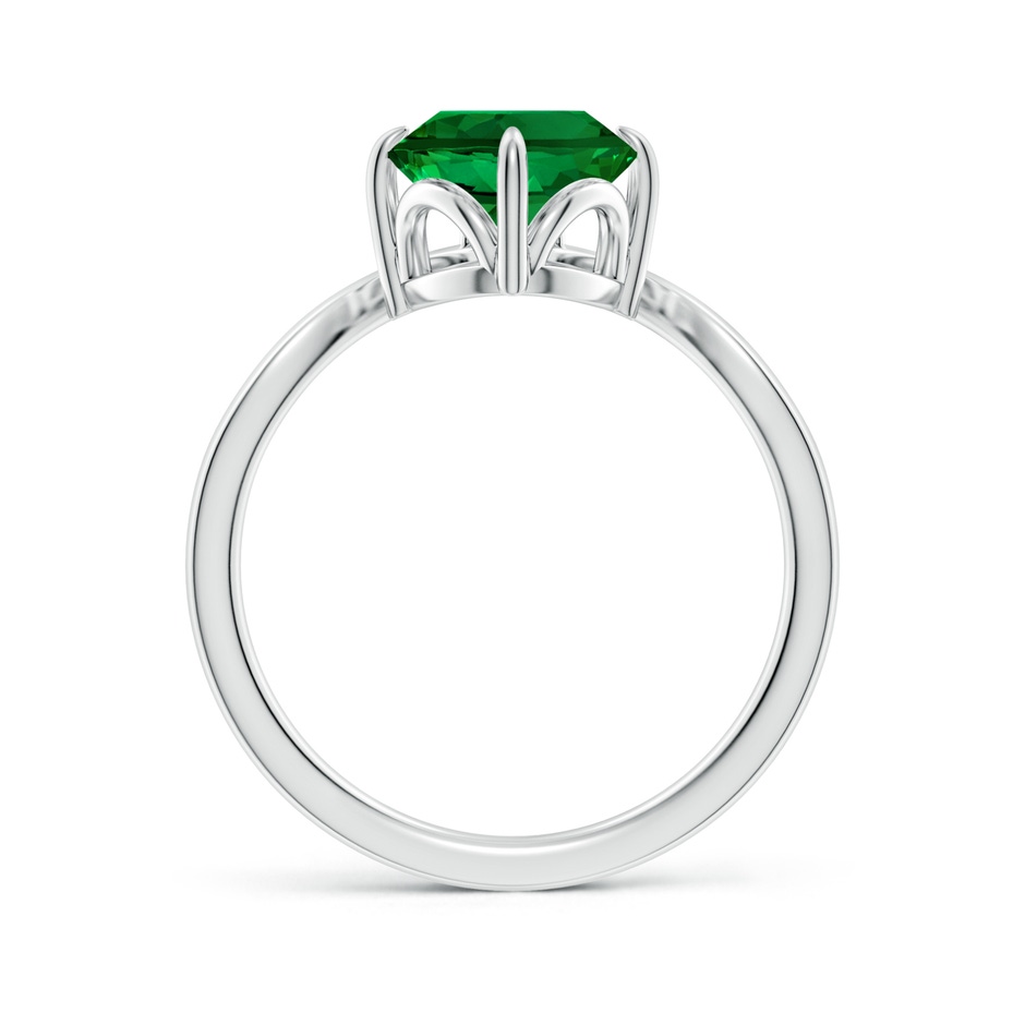 10x8mm Labgrown Lab-Grown Prong-Set Oval Emerald Chevron Engagement Ring in 18K White Gold side 199