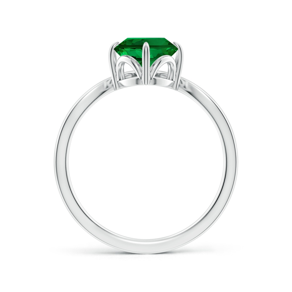 9x7mm Labgrown Lab-Grown Prong-Set Oval Emerald Chevron Engagement Ring in White Gold Side 199