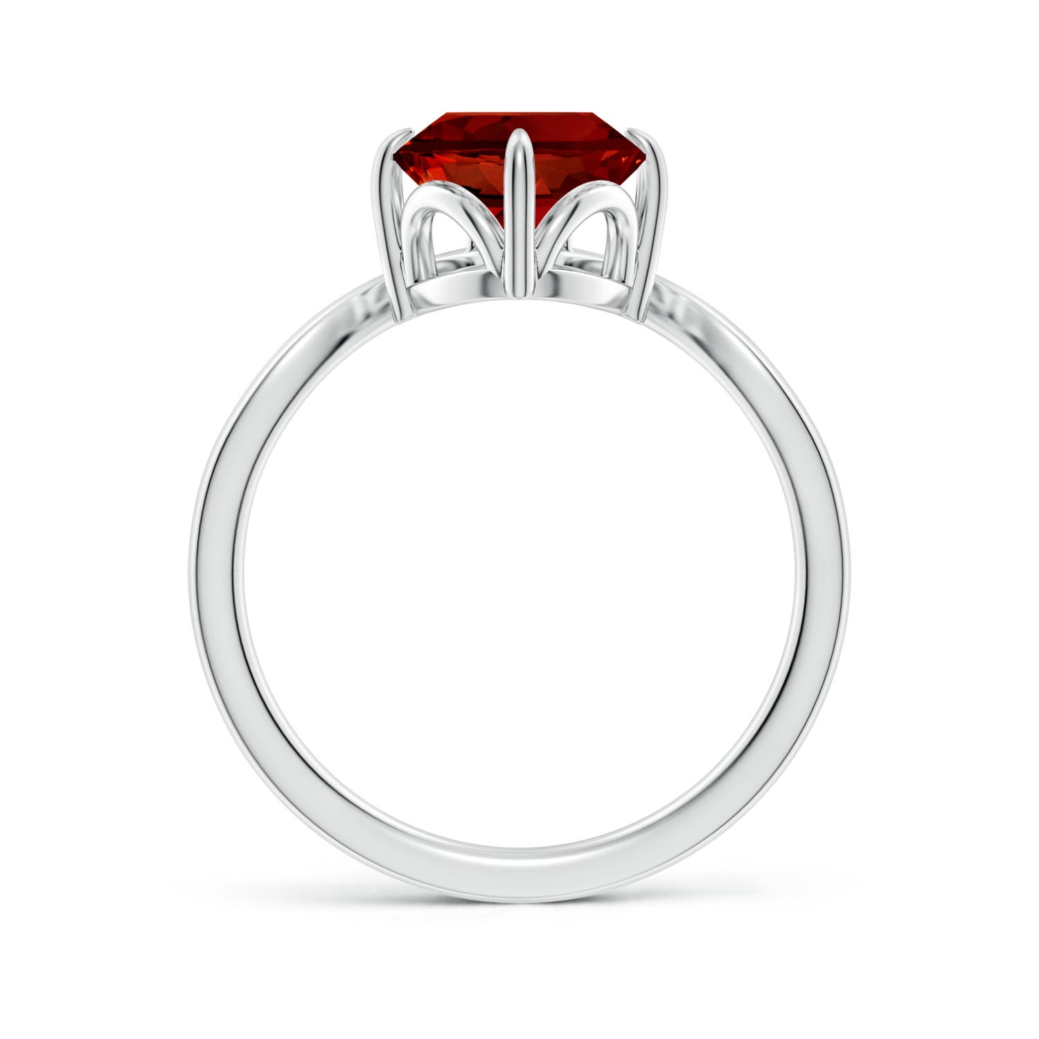 10x8mm Labgrown Lab-Grown Prong-Set Oval Ruby Chevron Engagement Ring in 18CT White Gold - side 3