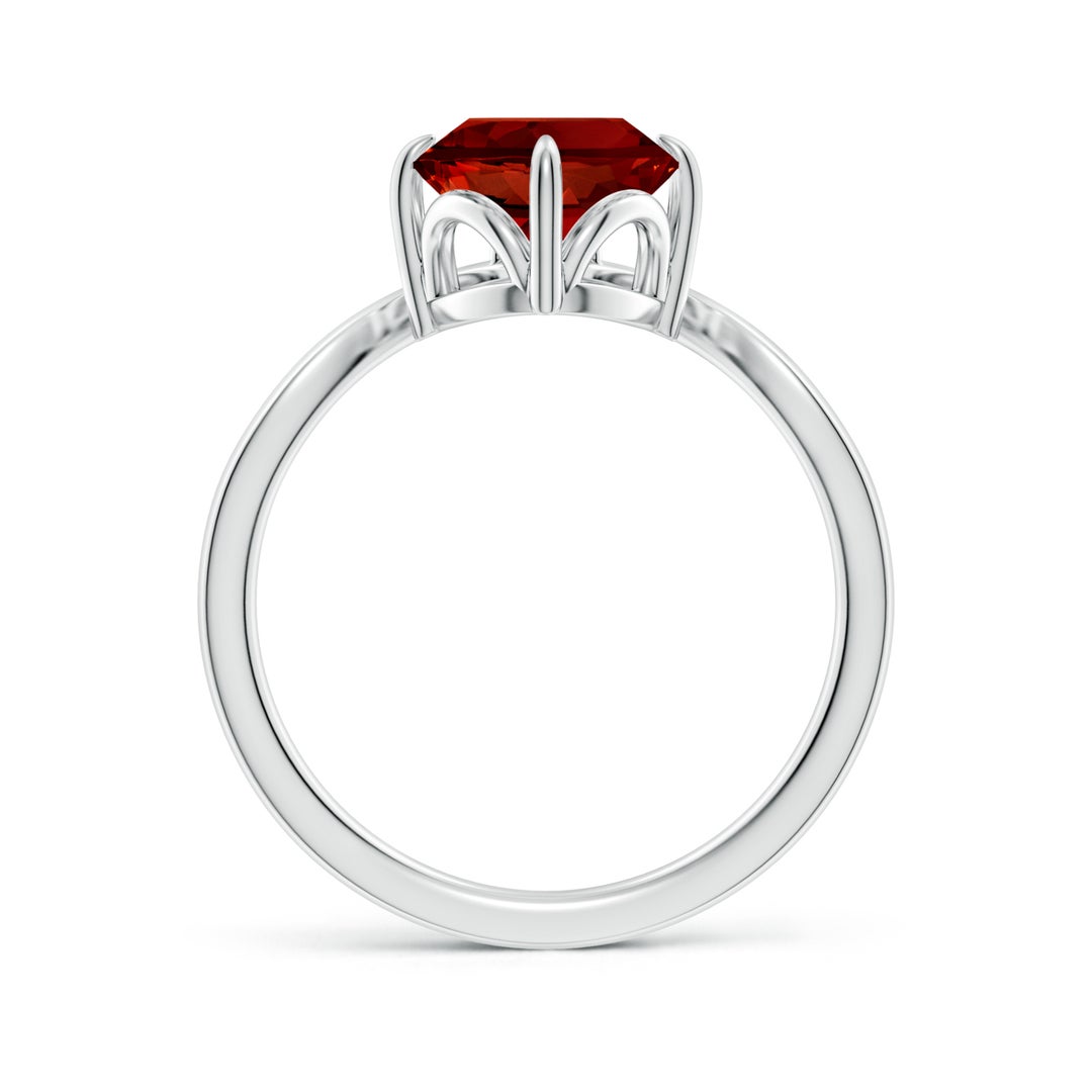 10x8mm Labgrown Lab-Grown Prong-Set Oval Ruby Chevron Engagement Ring in 18K White Gold - side 3