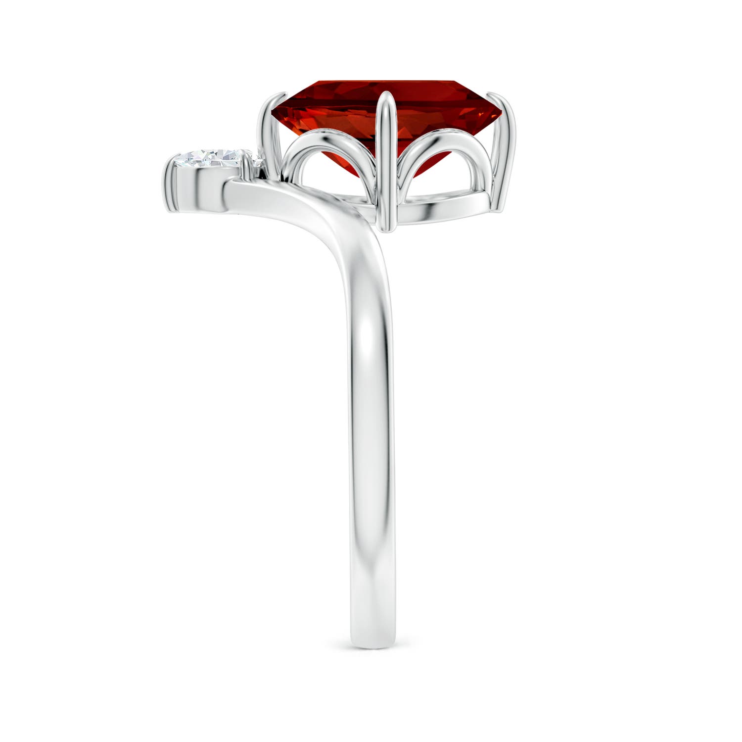 10x8mm Labgrown Lab-Grown Prong-Set Oval Ruby Chevron Engagement Ring in 18CT White Gold - side 4