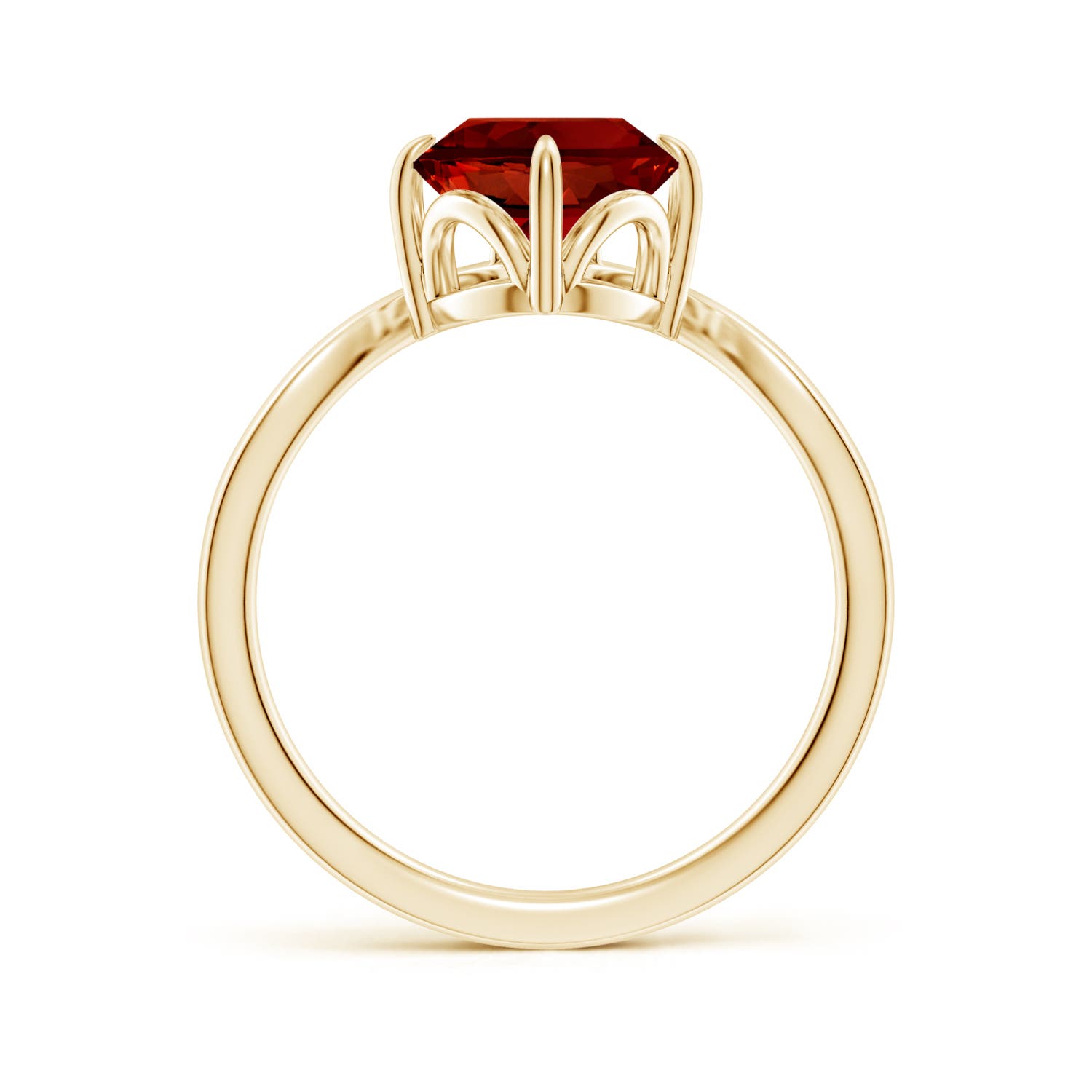 10x8mm Labgrown Lab-Grown Prong-Set Oval Ruby Chevron Engagement Ring in 18K Yellow Gold
