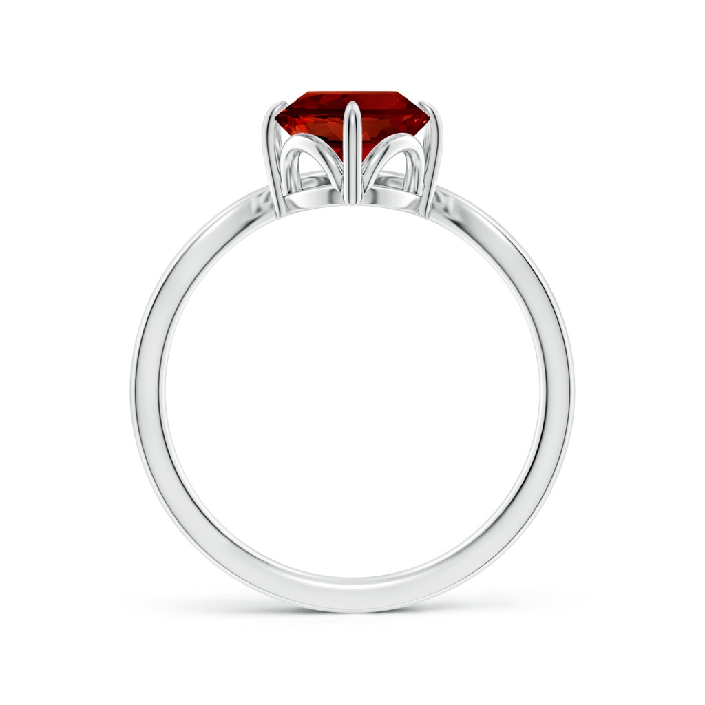 9x7mm Labgrown Lab-Grown Prong-Set Oval Ruby Chevron Engagement Ring in White Gold - side 199