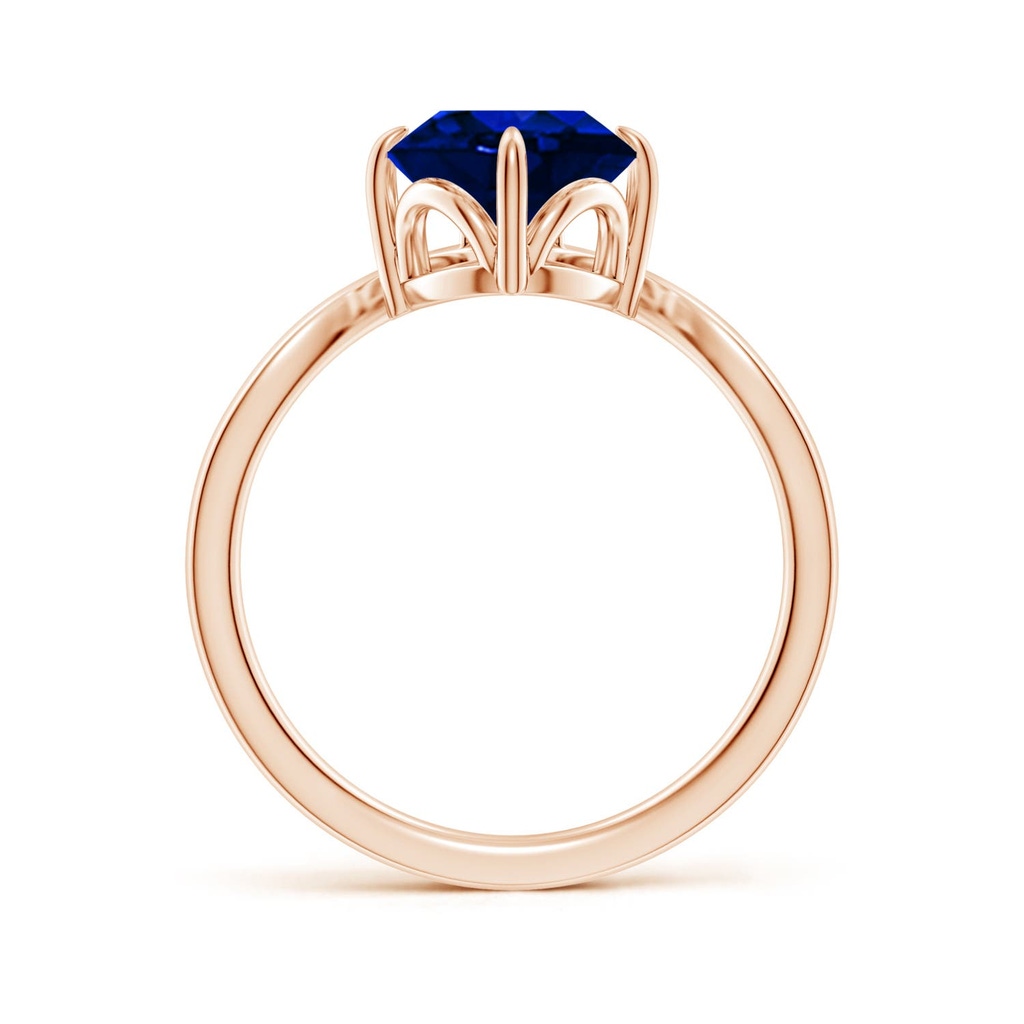 10x8mm Labgrown Lab-Grown Prong-Set Oval Blue Sapphire Chevron Engagement Ring in Rose Gold - side 199