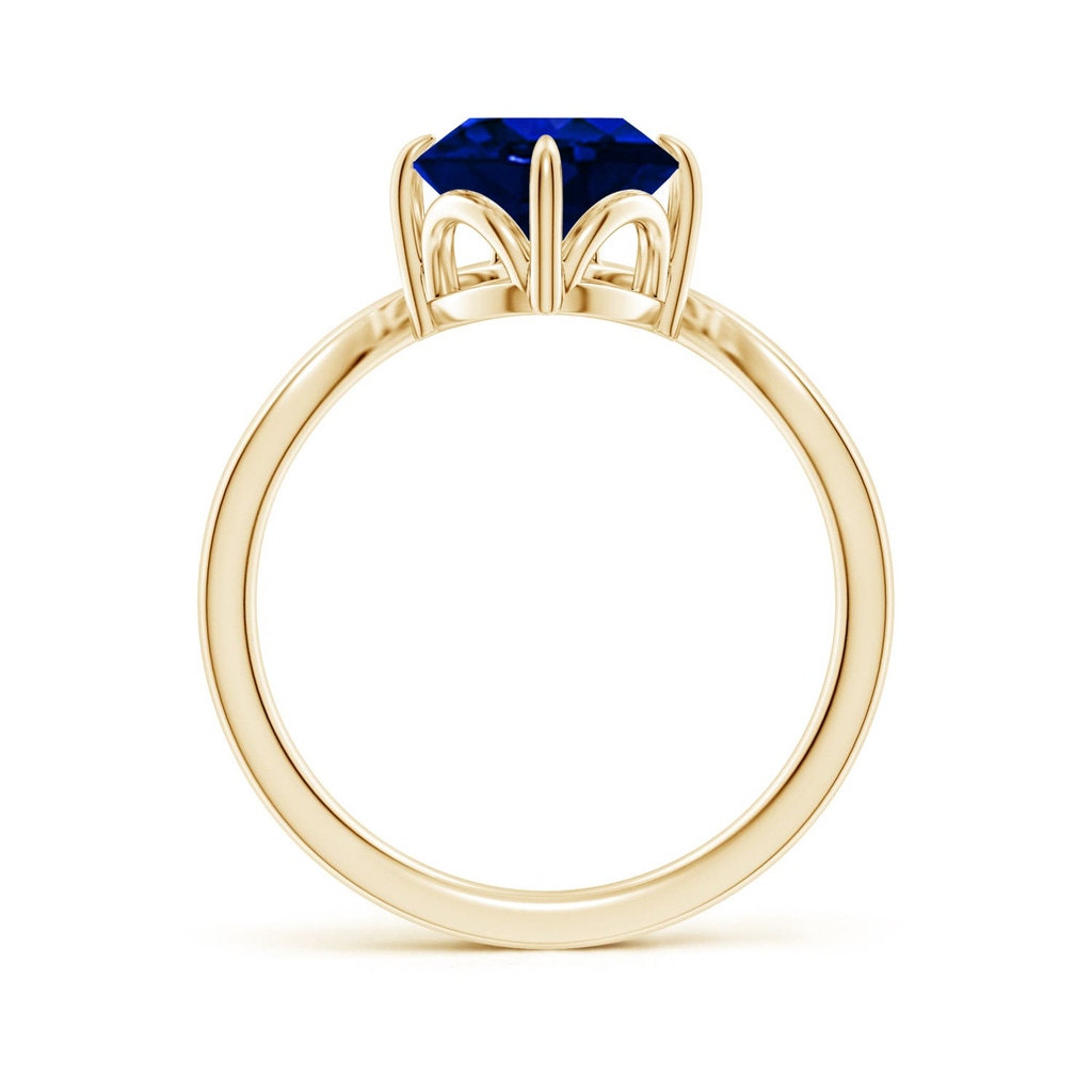 10x8mm Labgrown Lab-Grown Prong-Set Oval Blue Sapphire Chevron Engagement Ring in Yellow Gold - side 199