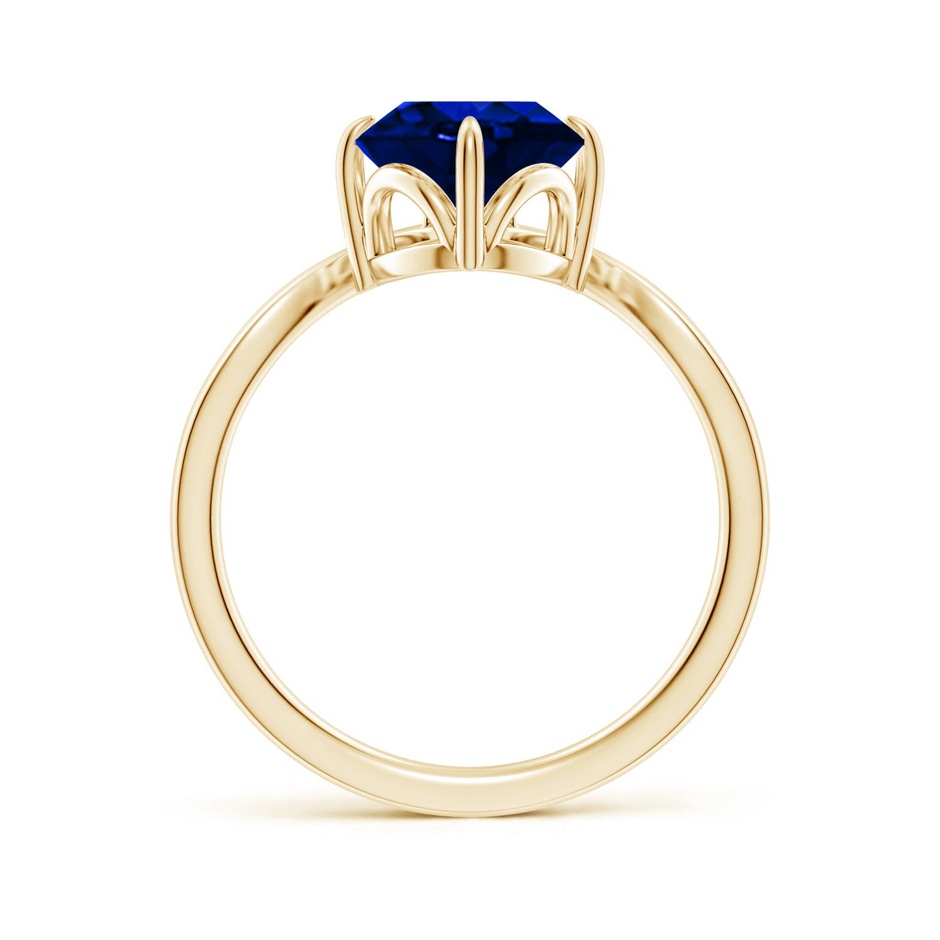 10x8mm Labgrown Lab-Grown Prong-Set Oval Blue Sapphire Chevron Engagement Ring in Yellow Gold side 199