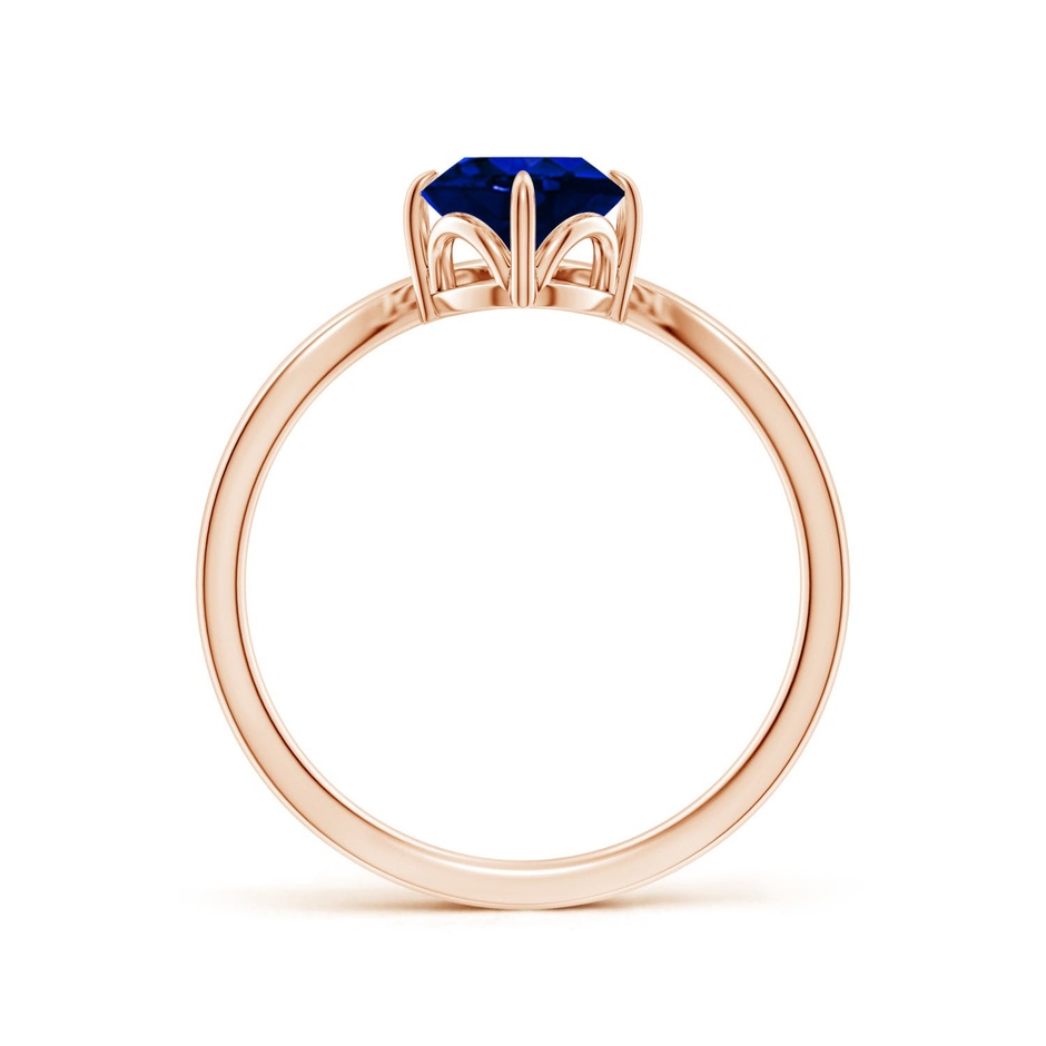 8x6mm Labgrown Lab-Grown Prong-Set Oval Blue Sapphire Chevron Engagement Ring in Rose Gold side 199