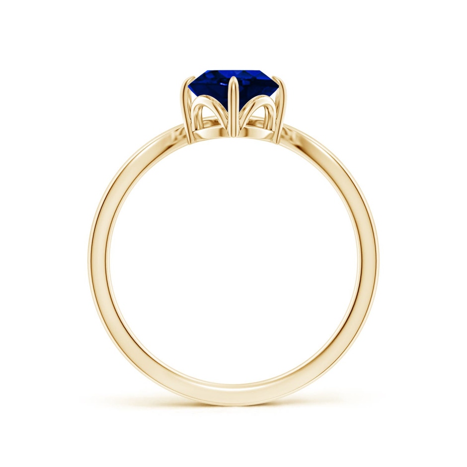 8x6mm Labgrown Lab-Grown Prong-Set Oval Blue Sapphire Chevron Engagement Ring in Yellow Gold side 199