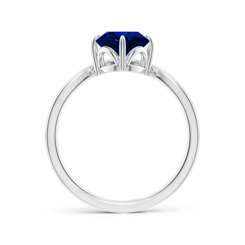 9x7mm Labgrown Lab-Grown Prong-Set Oval Blue Sapphire Chevron Engagement Ring in 18K White Gold side 199