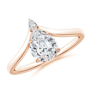 7.7x5.7mm FGVS Lab-Grown Prong-Set Pear Diamond Chevron Engagement Ring in 10K Rose Gold