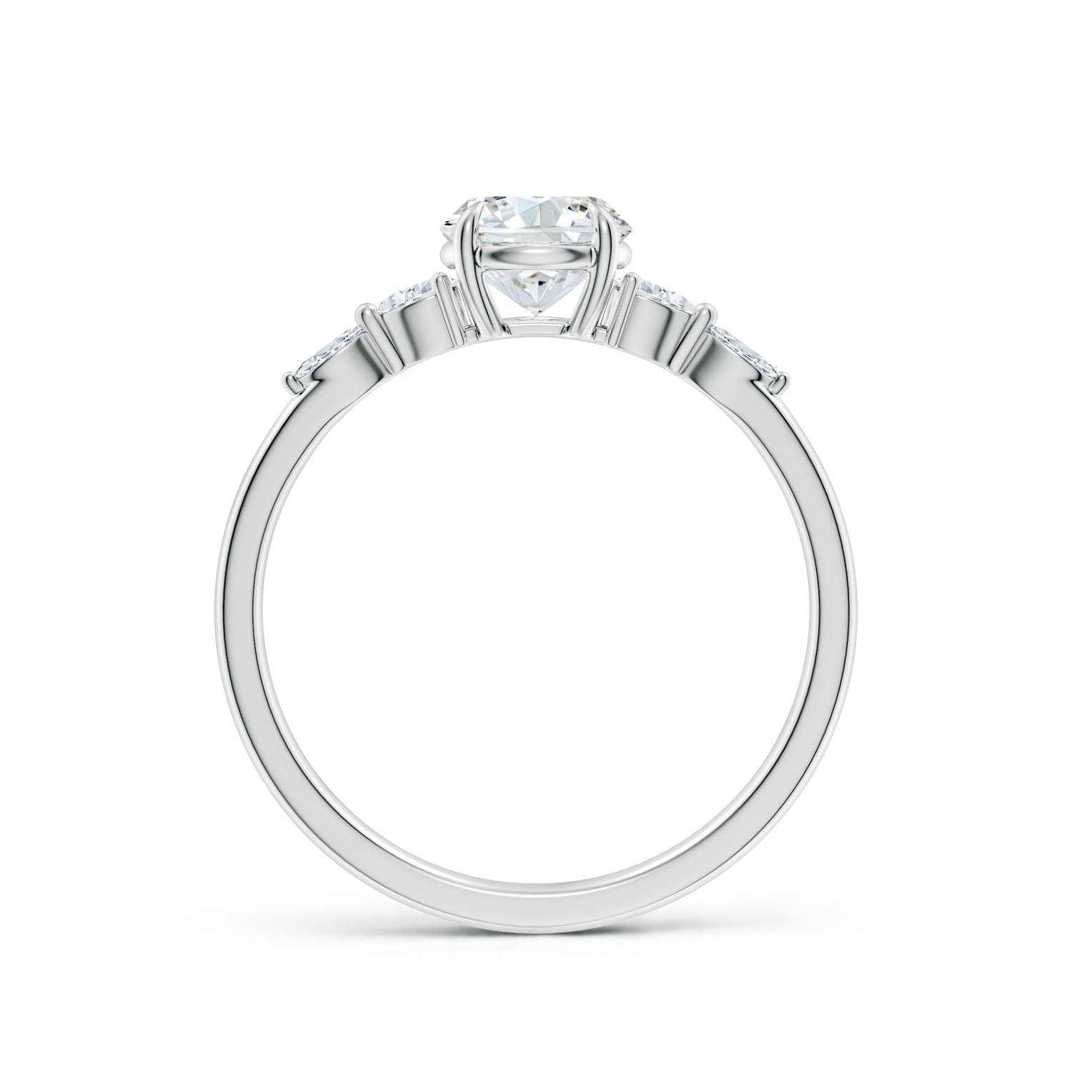 5.9mm FGVS Claw-Set Round Lab-Grown Diamond Side Stone Engagement Ring in 18K White Gold