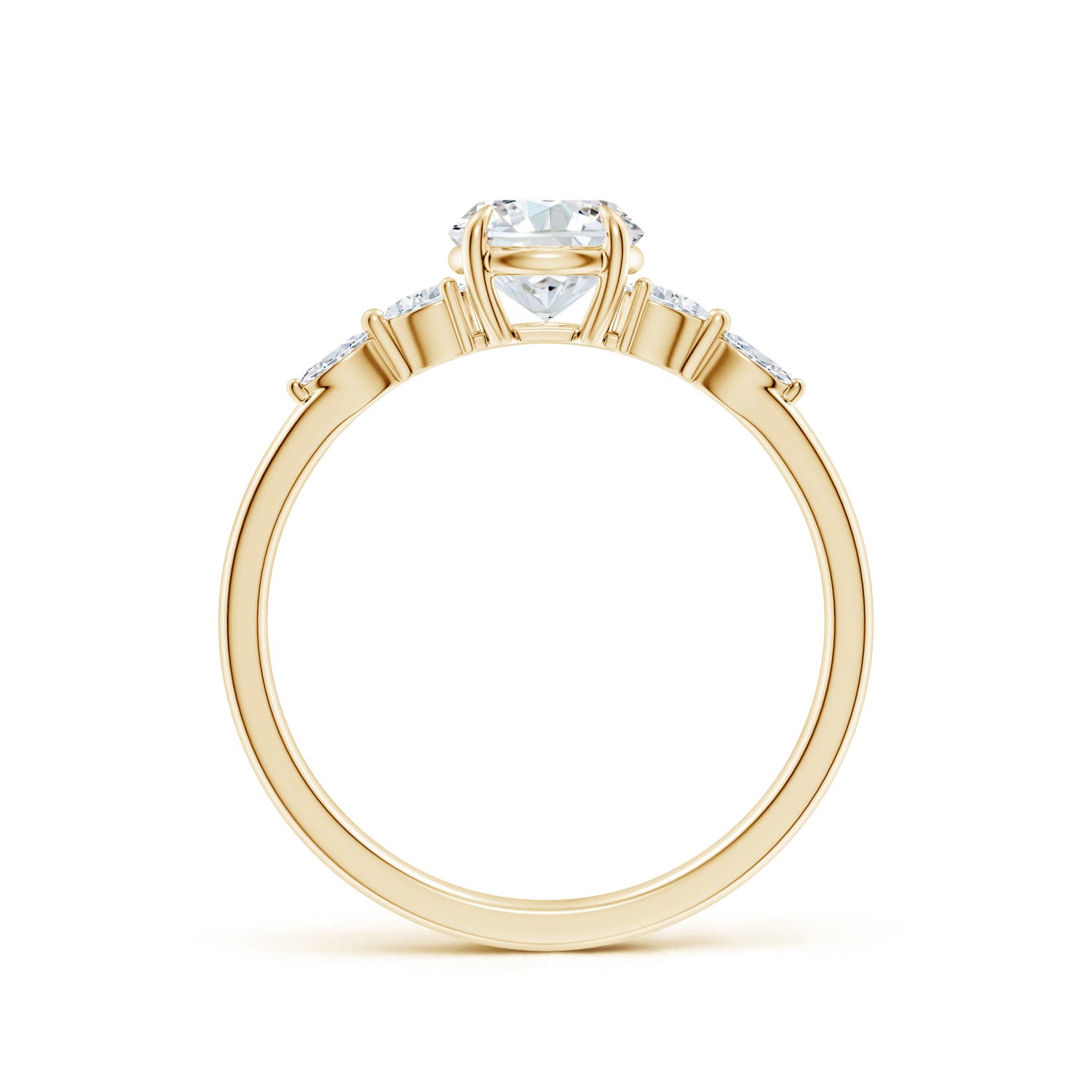 5.9mm FGVS Claw-Set Round Lab-Grown Diamond Side Stone Engagement Ring in 18K Yellow Gold