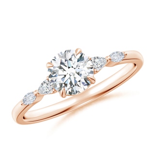 5.9mm FGVS Lab-Grown Round Diamond Side Stone Engagement Ring in Rose Gold