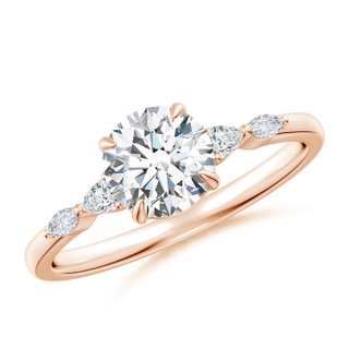 6.4mm FGVS Lab-Grown Round Diamond Side Stone Engagement Ring in 18K Rose Gold