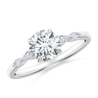 6.4mm FGVS Lab-Grown Round Diamond Side Stone Engagement Ring in 18K White Gold