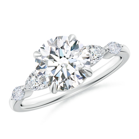 8mm FGVS Claw-Set Round Lab-Grown Diamond Side Stone Engagement Ring in White Gold