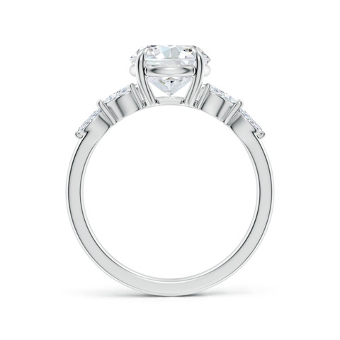8mm FGVS Claw-Set Round Lab-Grown Diamond Side Stone Engagement Ring in White Gold