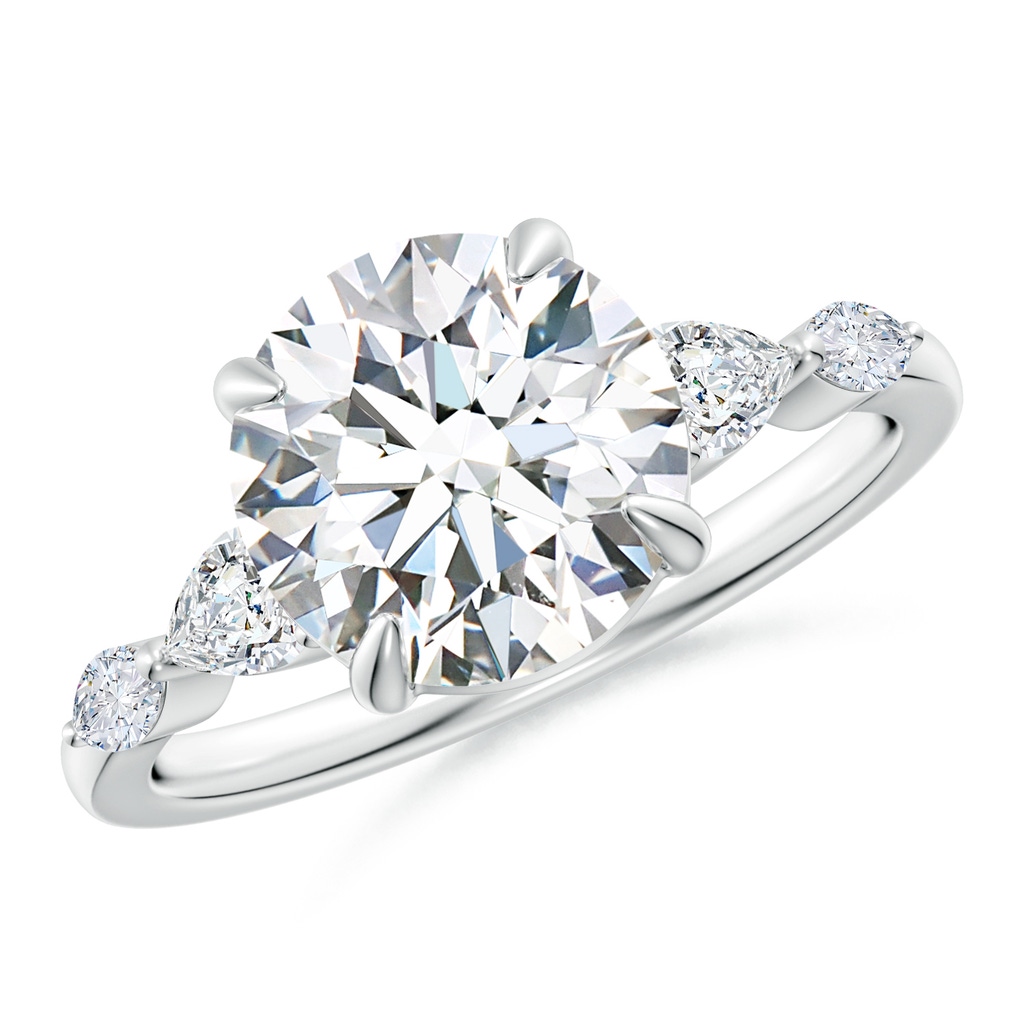 9.2mm FGVS Claw-Set Round Lab-Grown Diamond Side Stone Engagement Ring in White Gold