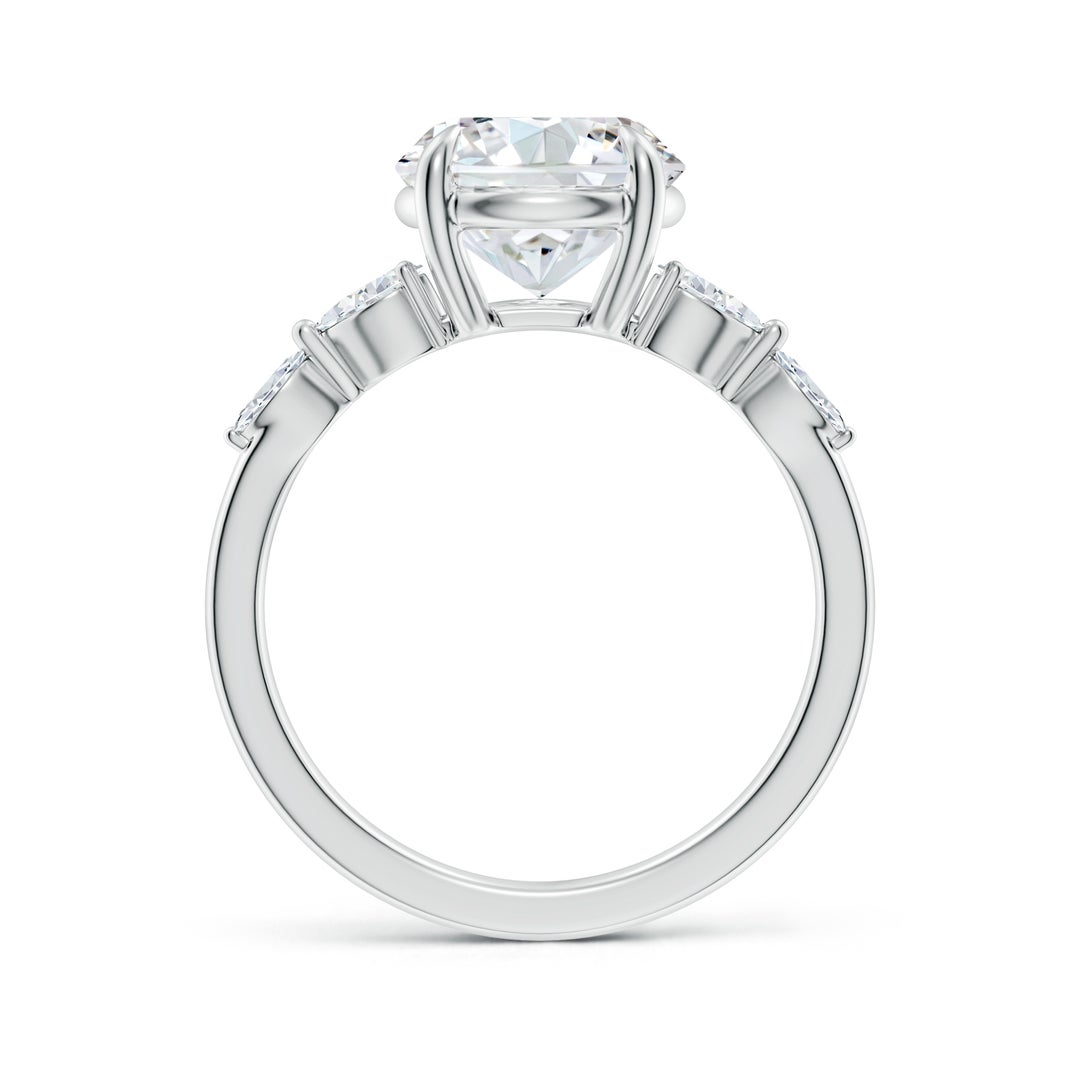 9.2mm FGVS Claw-Set Round Lab-Grown Diamond Side Stone Engagement Ring in White Gold - side 3