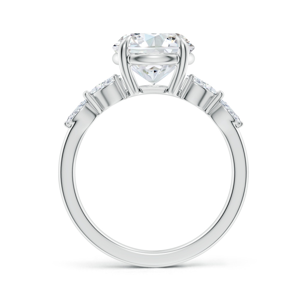 9.2mm FGVS Claw-Set Round Lab-Grown Diamond Side Stone Engagement Ring in White Gold - side 199