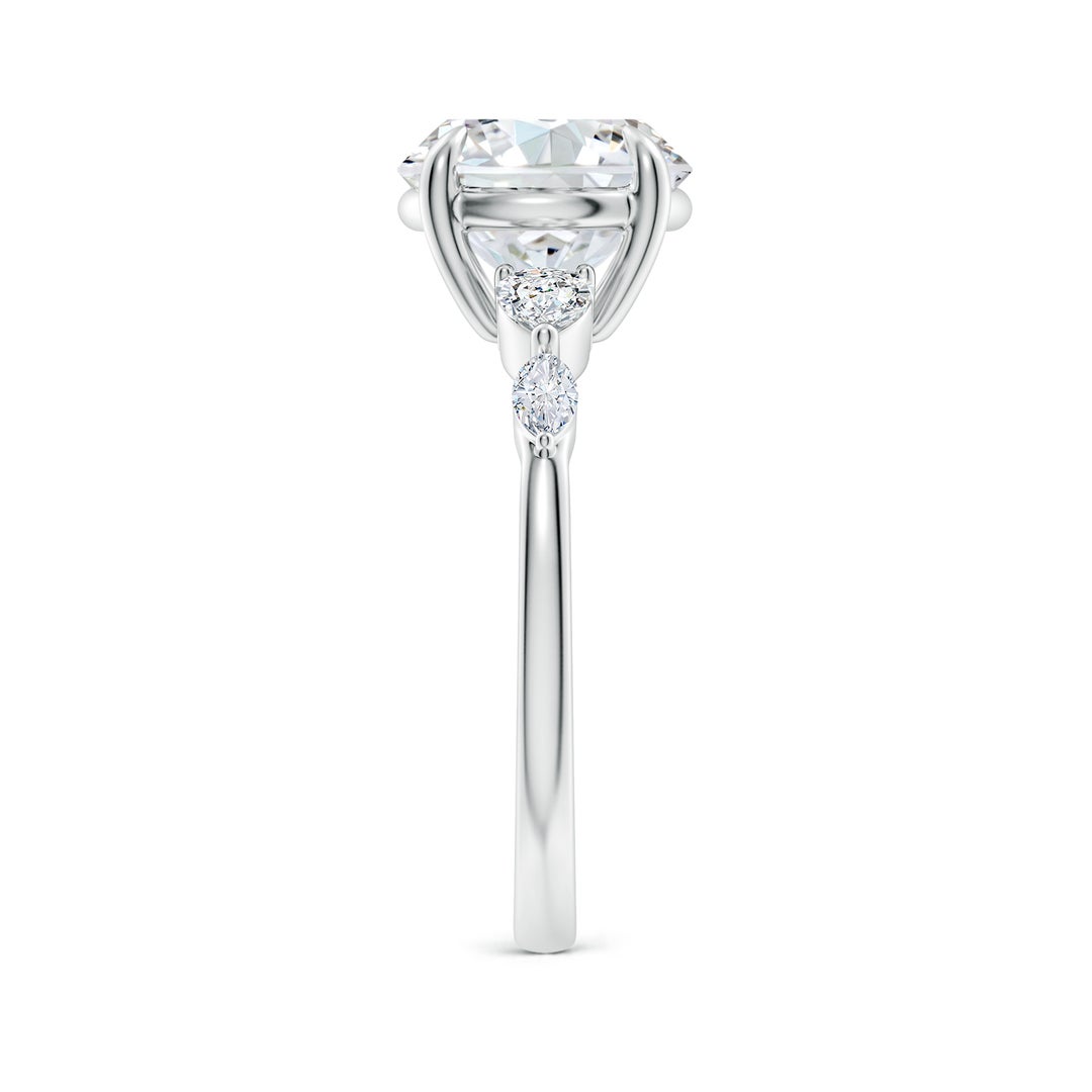 9.2mm FGVS Claw-Set Round Lab-Grown Diamond Side Stone Engagement Ring in White Gold - side 4