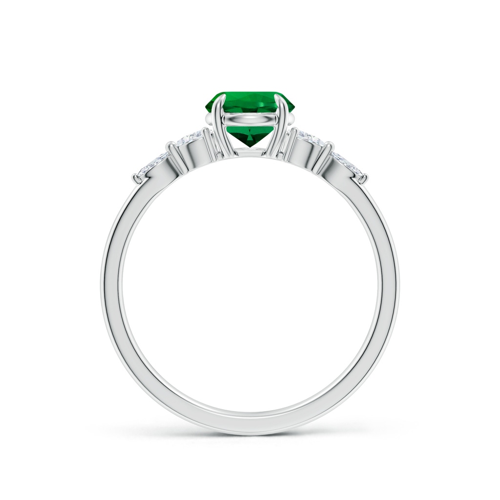 6mm Labgrown Claw-Set Round Lab-Grown Emerald Side Stone Engagement Ring in P950 Platinum - side 199