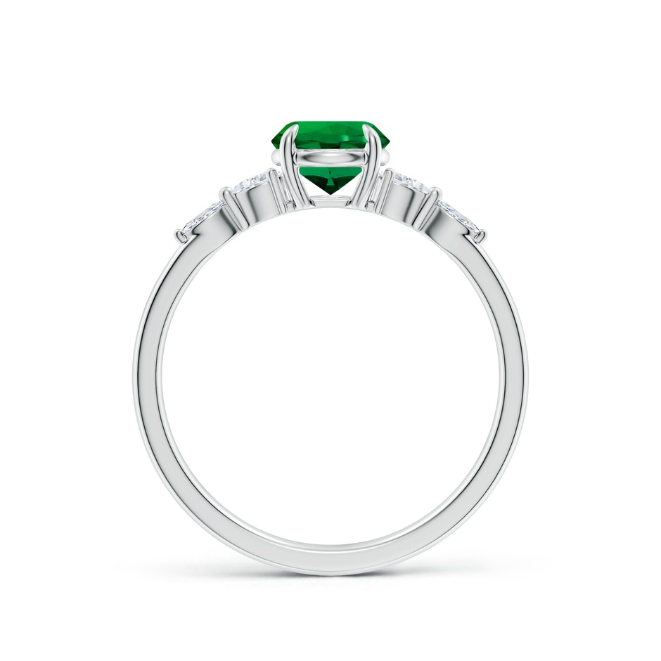 6mm Labgrown Claw-Set Round Lab-Grown Emerald Side Stone Engagement Ring in P950 Platinum side 199
