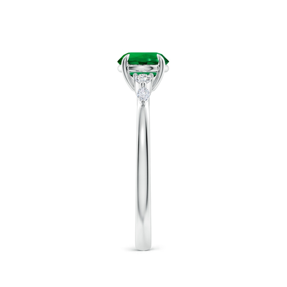 6mm Labgrown Claw-Set Round Lab-Grown Emerald Side Stone Engagement Ring in P950 Platinum side 299