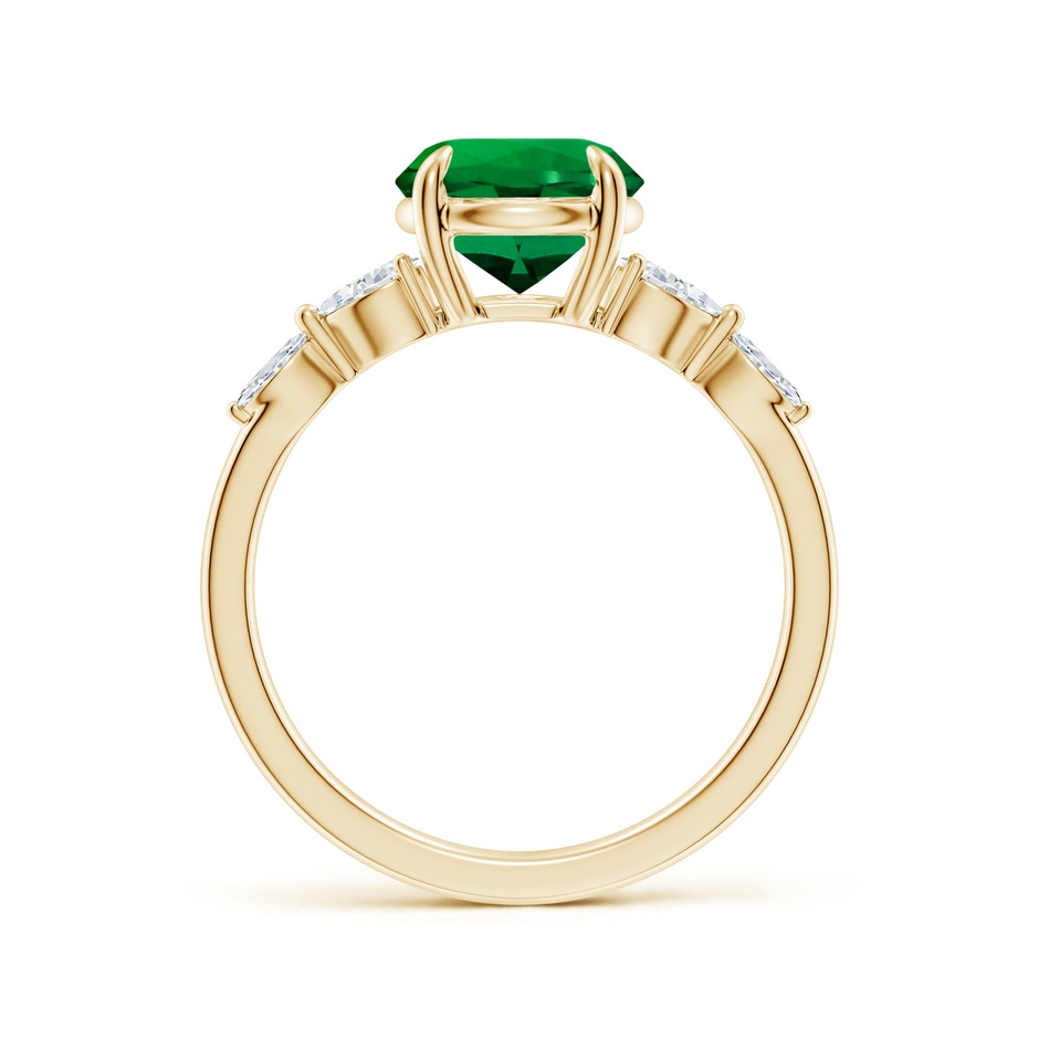 8mm Labgrown Claw-Set Round Lab-Grown Emerald Side Stone Engagement Ring in 18K Yellow Gold side 199
