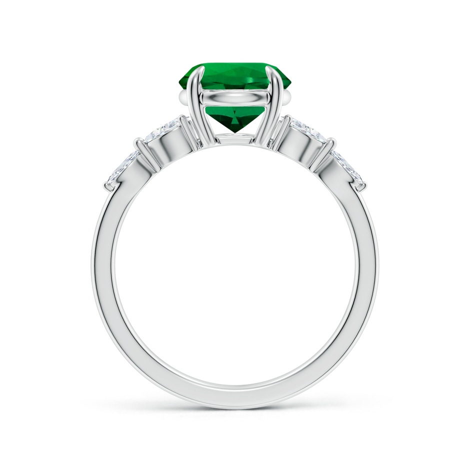 8mm Labgrown Claw-Set Round Lab-Grown Emerald Side Stone Engagement Ring in P950 Platinum side 199