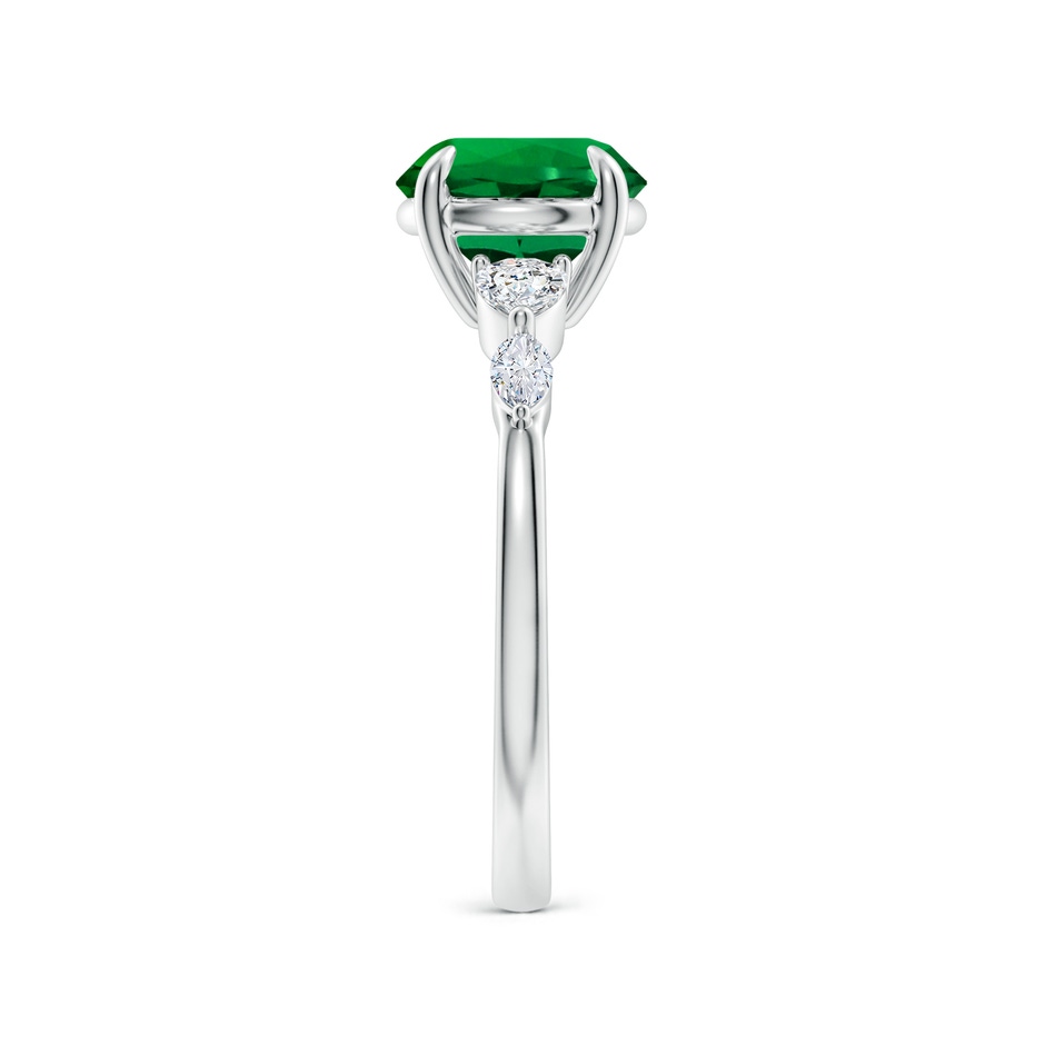 8mm Labgrown Claw-Set Round Lab-Grown Emerald Side Stone Engagement Ring in P950 Platinum side 299