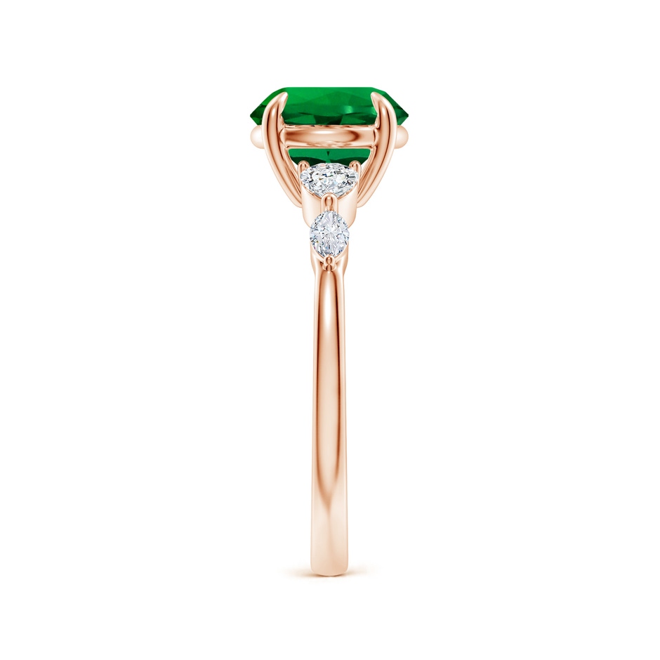 8mm Labgrown Claw-Set Round Lab-Grown Emerald Side Stone Engagement Ring in Rose Gold side 299