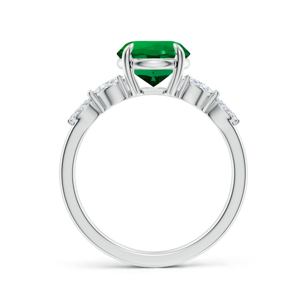 8mm Labgrown Lab-Grown Round Emerald Side Stone Engagement Ring in White Gold Side 199