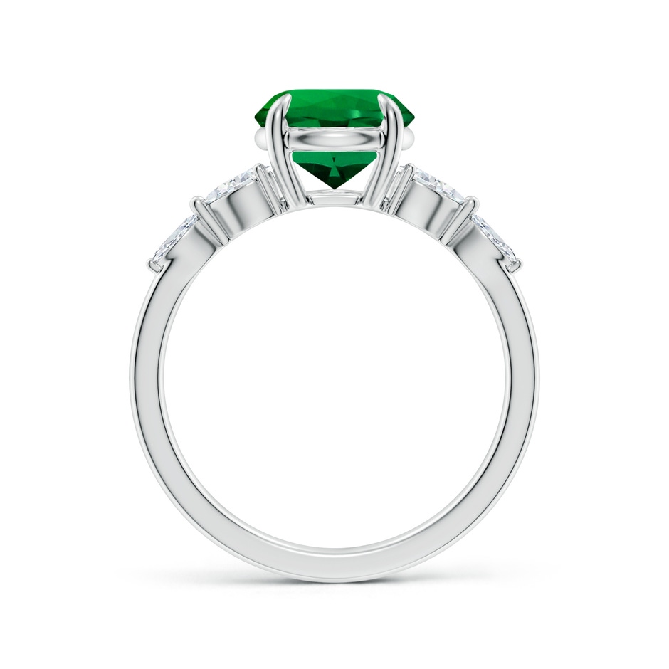 8mm Labgrown Lab-Grown Round Emerald Side Stone Engagement Ring in White Gold side 199