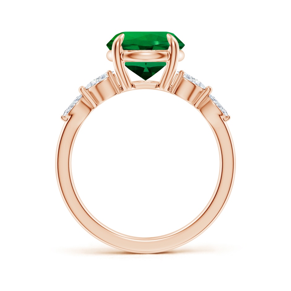 9mm Labgrown Claw-Set Round Lab-Grown Emerald Side Stone Engagement Ring in 18K Rose Gold side 199