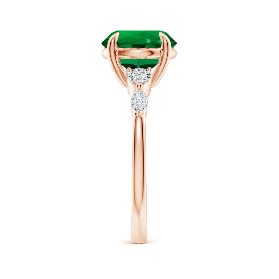 9mm Labgrown Claw-Set Round Lab-Grown Emerald Side Stone Engagement Ring in 18K Rose Gold side 299