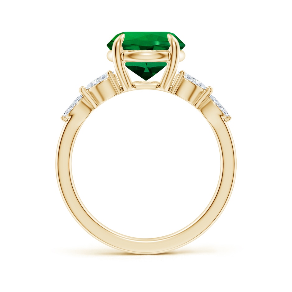 9mm Labgrown Claw-Set Round Lab-Grown Emerald Side Stone Engagement Ring in 18K Yellow Gold side 199