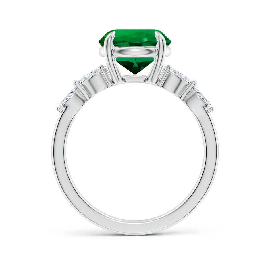 9mm Labgrown Claw-Set Round Lab-Grown Emerald Side Stone Engagement Ring in White Gold side 199