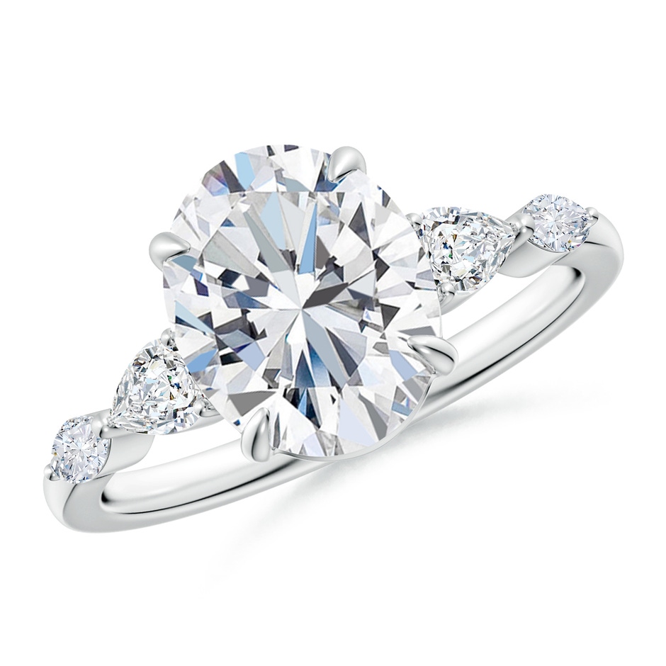 10x8mm FGVS Claw-Set Oval Lab-Grown Diamond Side Stone Engagement Ring in P950 Platinum 