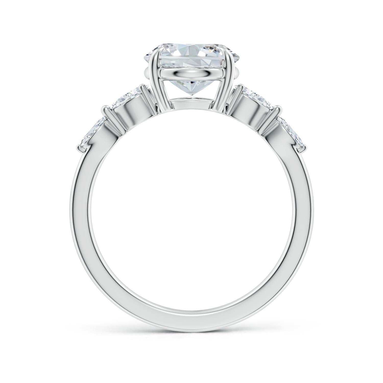 10x8mm FGVS Claw-Set Oval Lab-Grown Diamond Side Stone Engagement Ring in White Gold