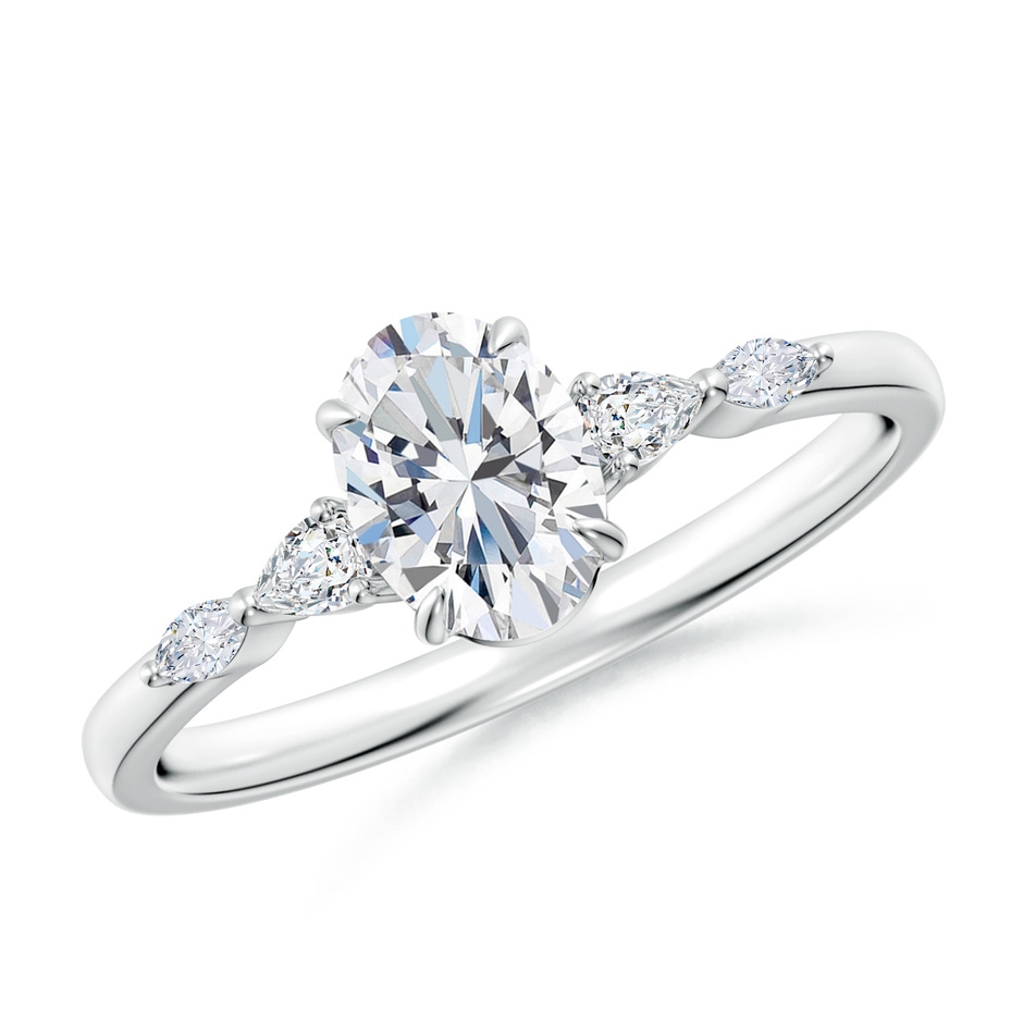 7x5mm FGVS Claw-Set Oval Lab-Grown Diamond Side Stone Engagement Ring in P950 Platinum 