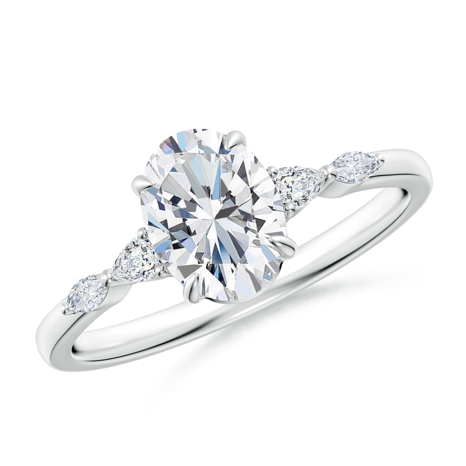 8x6mm FGVS Claw-Set Oval Lab-Grown Diamond Side Stone Engagement Ring in P950 Platinum 
