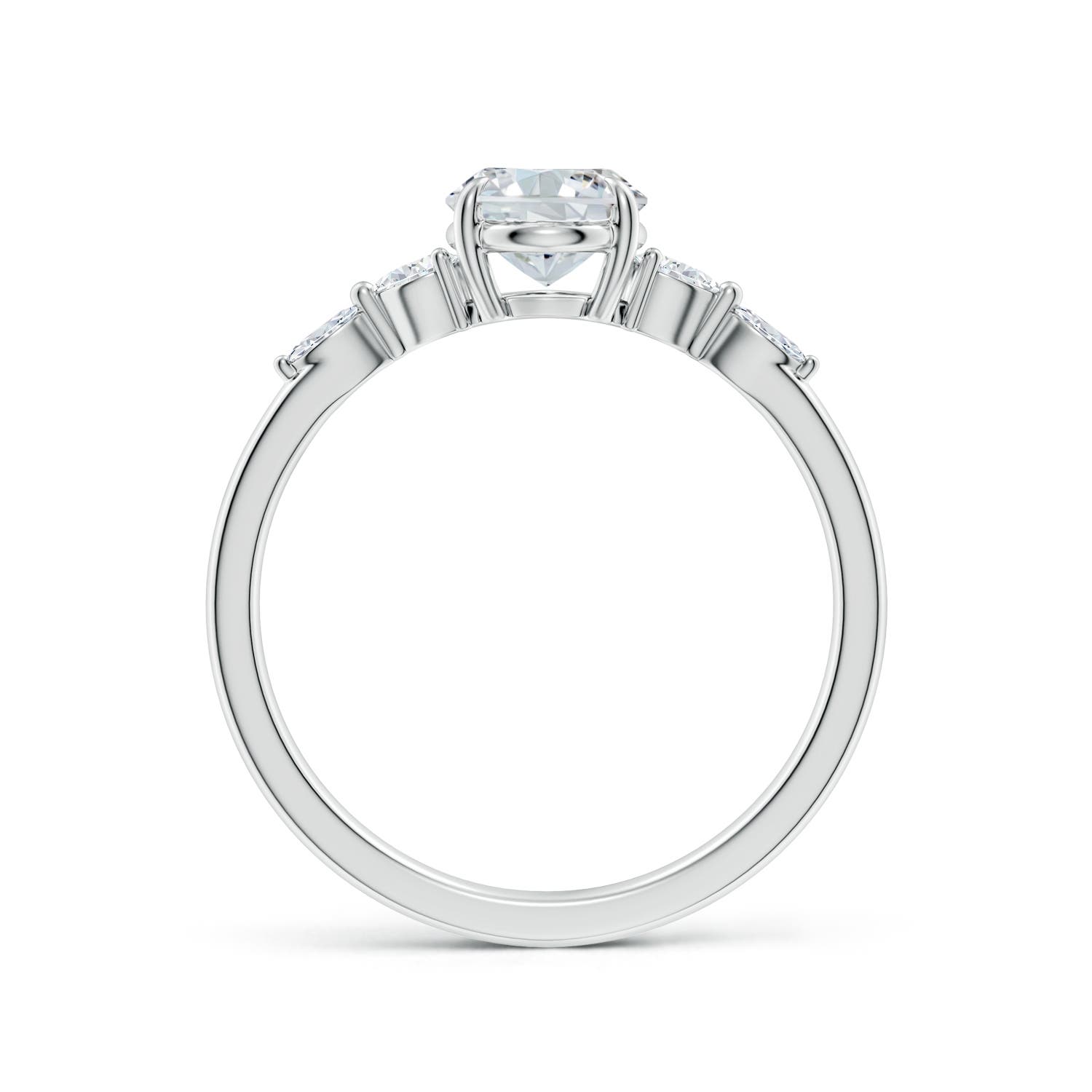 8x6mm FGVS Claw-Set Oval Lab-Grown Diamond Side Stone Engagement Ring in P950 Platinum
