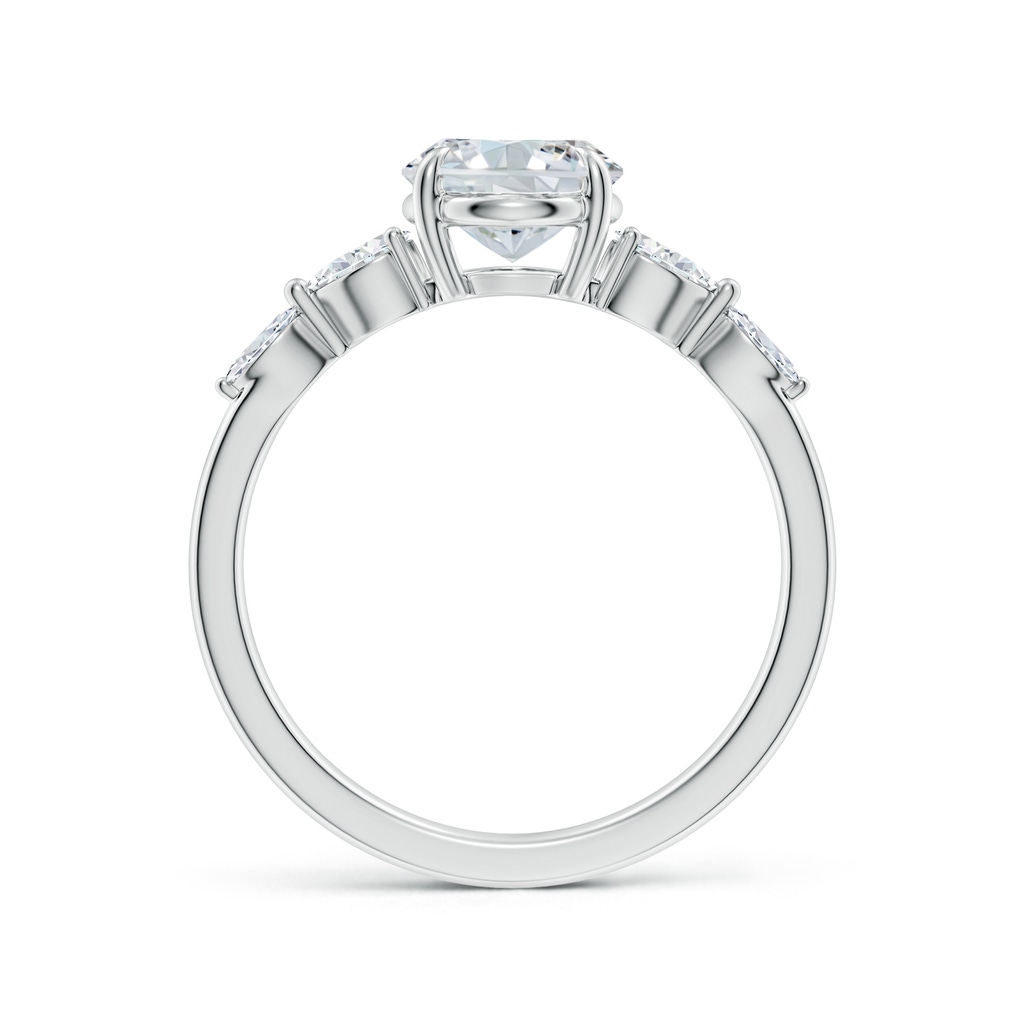 9x7mm FGVS Claw-Set Oval Lab-Grown Diamond Side Stone Engagement Ring in White Gold - side 199