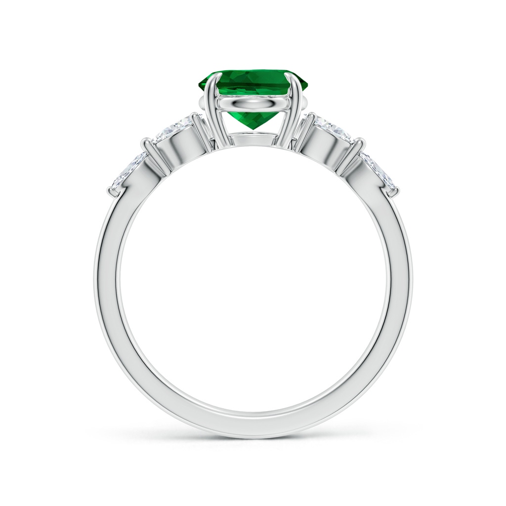 9x7mm Labgrown Lab-Grown Oval Emerald Side Stone Engagement Ring in White Gold Side 199