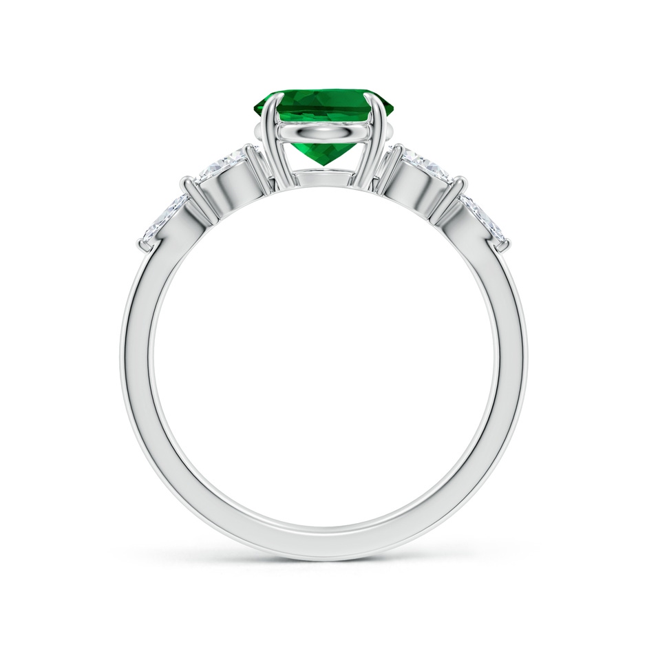 9x7mm Labgrown Lab-Grown Oval Emerald Side Stone Engagement Ring in White Gold side 199