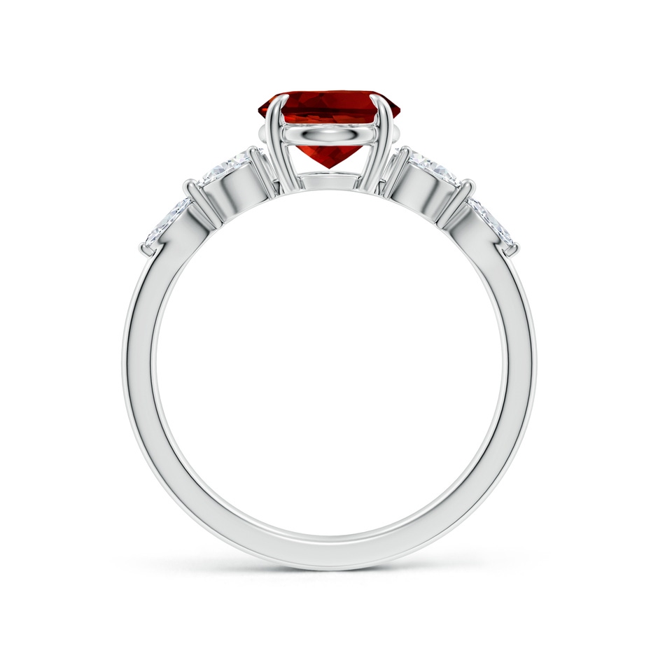 9x7mm Labgrown Lab-Grown Oval Ruby Side Stone Engagement Ring in 18K White Gold side 199