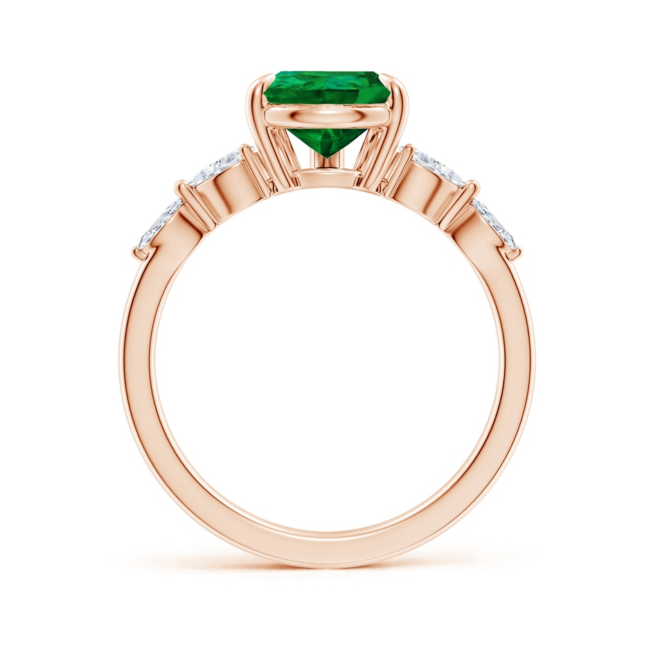 10x8mm Labgrown Lab-Grown Pear-Shaped Emerald Side Stone Engagement Ring in Rose Gold side 199