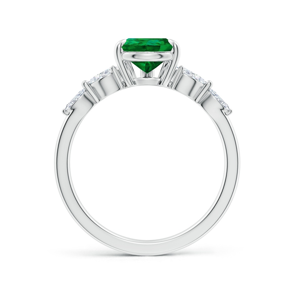 9x7mm Labgrown Lab-Grown Pear-Shaped Emerald Side Stone Engagement Ring in P950 Platinum side 199