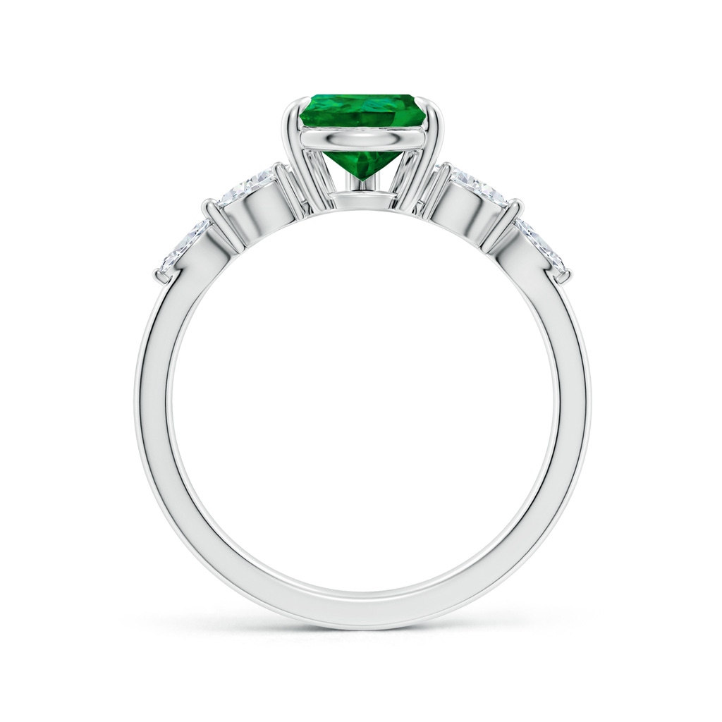 9x7mm Labgrown Lab-Grown Pear-Shaped Emerald Side Stone Engagement Ring in White Gold Side 199